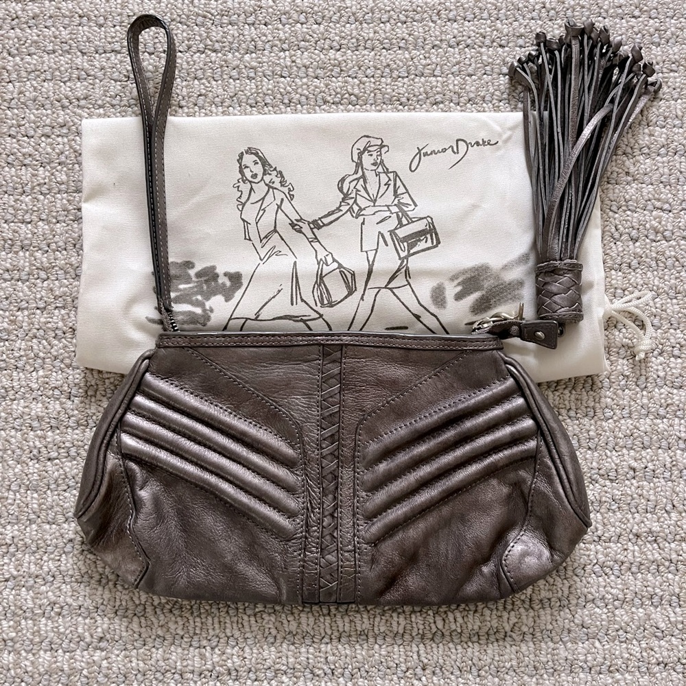 Silver / Pewter Metallic Wristlet Clutch Bag